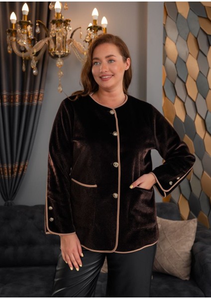 Kadın Fok Kürk Ceket Büyük Beden Brit Detaylı