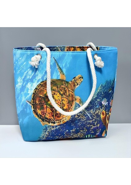 Kaplumbağa Desenli Plaj Çantası
