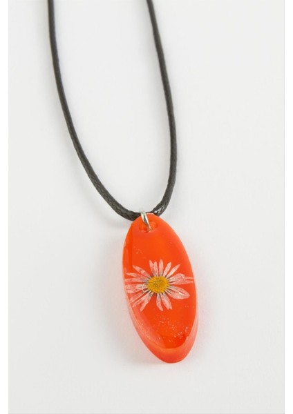 Papatya Oval Epoksi Kolye