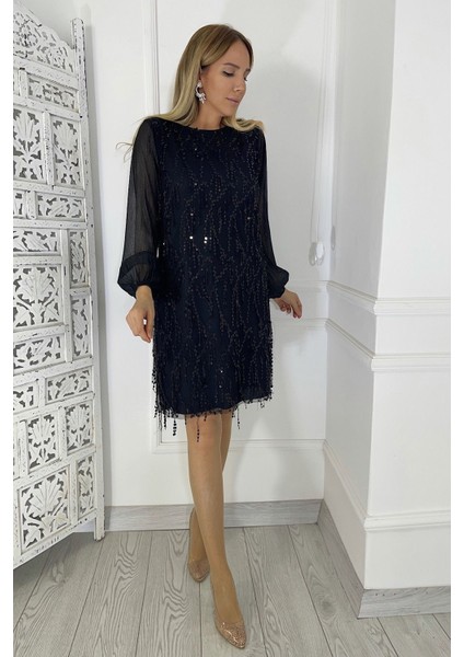 M1878 Payet Detay Abiye Elbise Siyah fiyatları