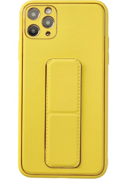 CPT16 iPhone 11 Pro Max Kılıf Coco Deri Standlı Kapak - Sarı