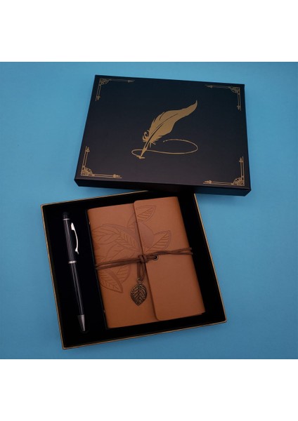 Taba Deri Defter ve Kalem Set