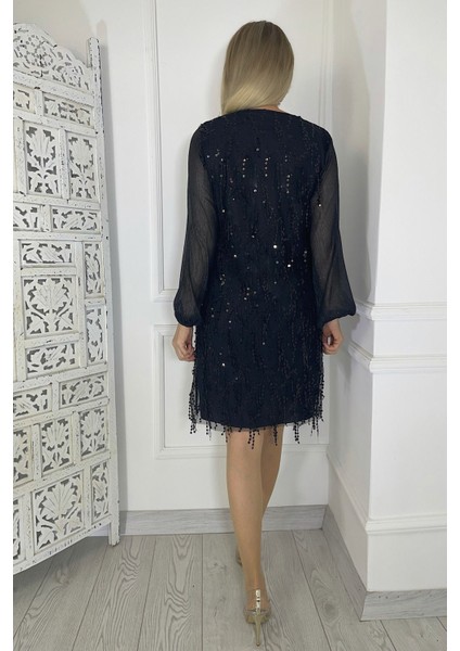 M1878 Payet Detay Abiye Elbise Siyah fırsatları