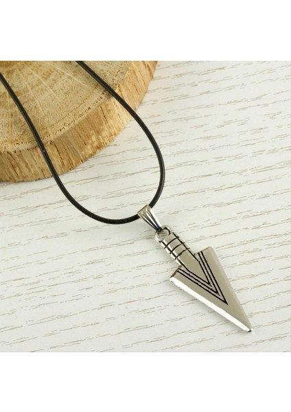 Ok Metal Vinlex Deri Kolye