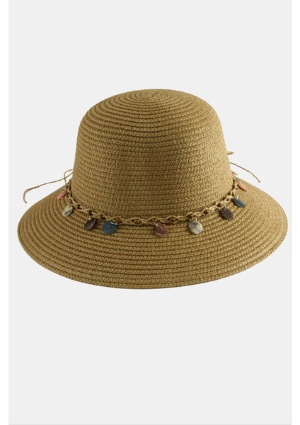 Boncuk Örme Hasır Şapka