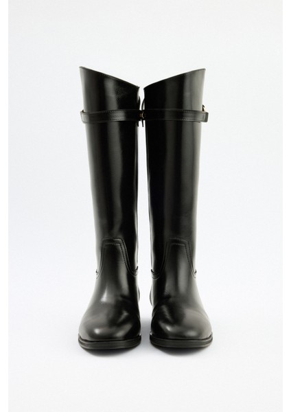 Çizme 2520 - Gold Aksesuar Detaylı Siyah Kadın Çizme indirimleri