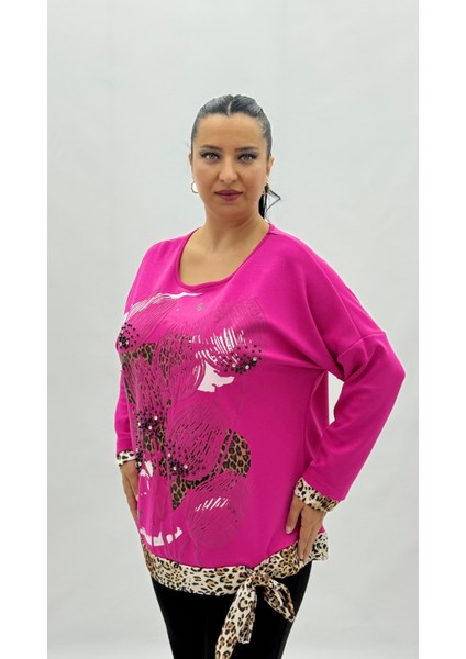 Büyük Beden Viskon Taşlı Inci Detaylı Uzun Kol Oversize Kadın Bluz fiyatları