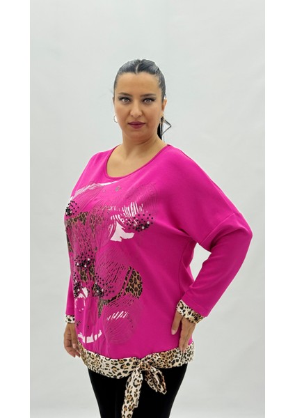 Büyük Beden Viskon Taşlı Inci Detaylı Uzun Kol Oversize Kadın Bluz modelleri