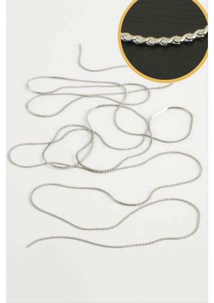 0,1 mm Gümüş Renkli Çelik Zincir 1 Metre