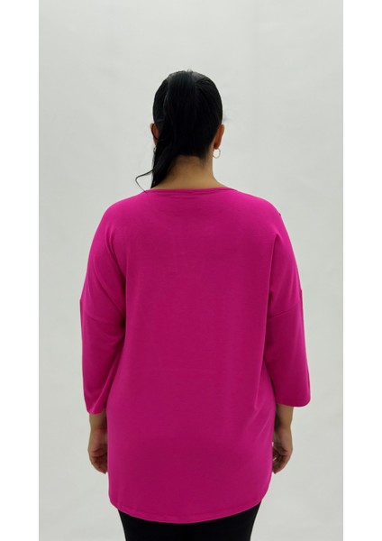 Büyük Beden Viskon Taşlı Inci Detaylı Kapri Kol Oversize Kadın Bluz fırsatları