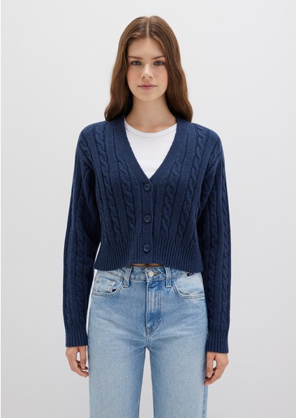 Düğmeli Lacivert Hırka 1710576-70488 fırsatları