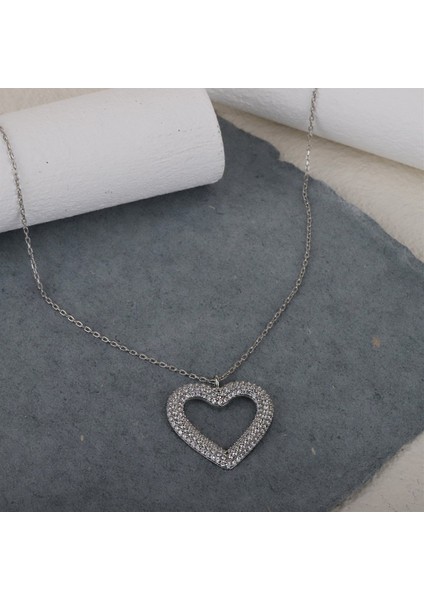 Kadın Gümüş Kalp Kolye