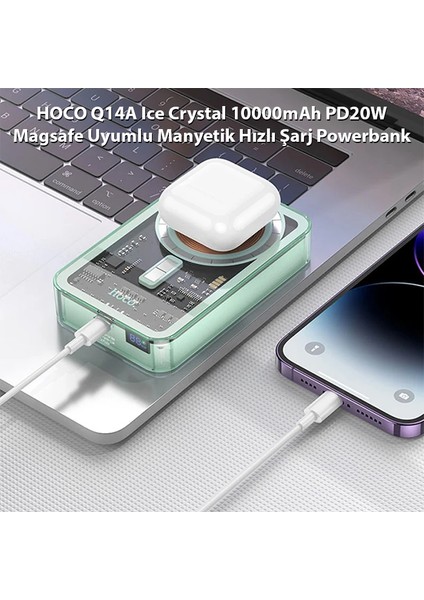 Hoco Q14A Ice Crystal 10000MAH PD20W Magsafe Uyumlu Manyetik Hızlı Şarj POWERBANK-(1903) modelleri