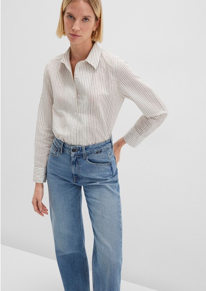 Çizgili Ekru Gömlek 1211353-91345