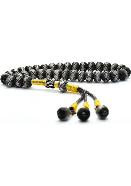 Erkek Gümüş Oksitli Çift Renk Kazaziye Tesbih