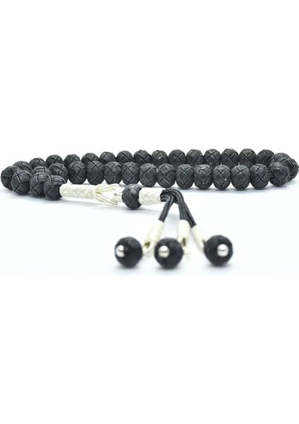 Erkek Gümüş Siyah Beyaz Kazaziye Tesbih