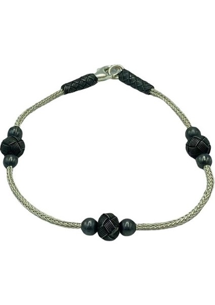 Kazaziye Gümüş Çift Renk Boncuklu Bileklik