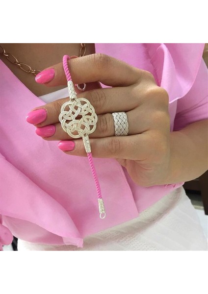 Kadın Pembe Makromeli Kazaziye Bileklik