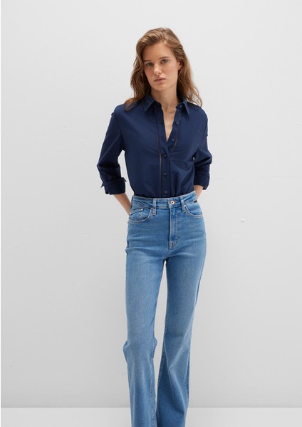 Nakışlı Şerit Detaylı Lacivert Gömlek 1211174-82318 modelleri