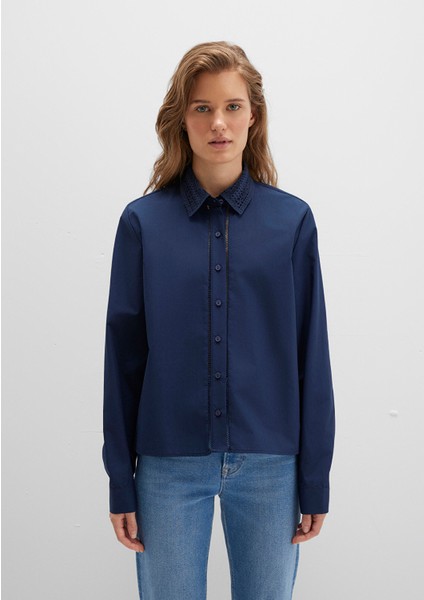 Nakışlı Şerit Detaylı Lacivert Gömlek 1211174-82318 fırsatları