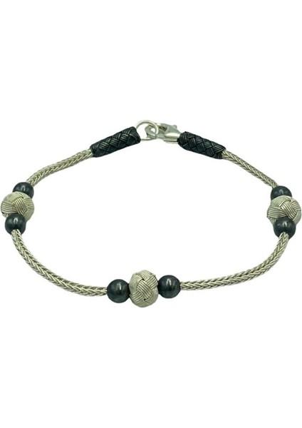 Kazaziye Gümüş Çift Renk Boncuk Bileklik fiyatları