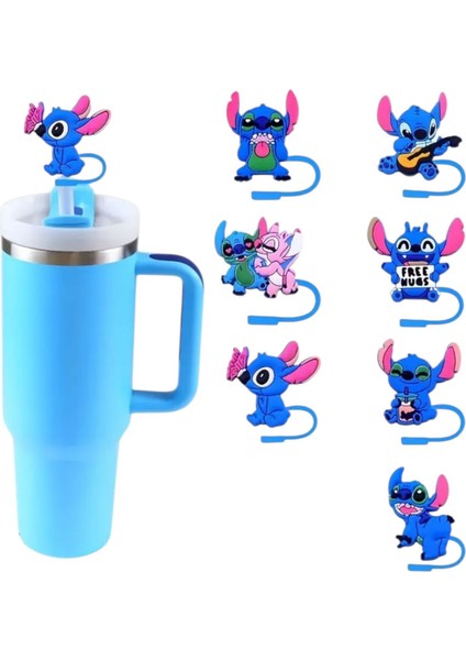 Termos Uyumlu Stitch Figürlü Pipet Koruyucu | Silikon Kapak