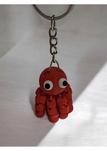 Esnek Ahtapot Anahtarlık 3D Baskı – Sevimli Kırmızı Mini Figür
