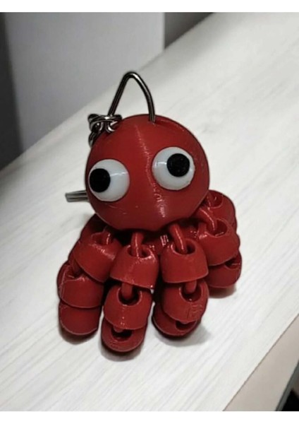 Esnek Ahtapot Anahtarlık 3D Baskı – Sevimli Kırmızı Mini Figür modelleri