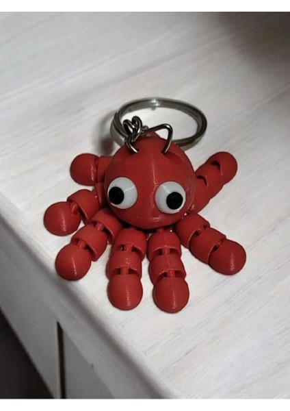 Esnek Ahtapot Anahtarlık 3D Baskı – Sevimli Kırmızı Mini Figür fırsatları