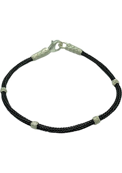 Kazaziye Gümüş Çift Renk Tasarım Bileklik