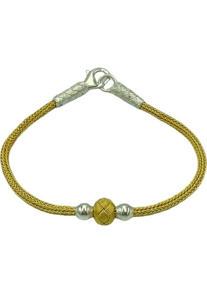Kazaziye Gümüş Çift Renk Toplu Bileklik