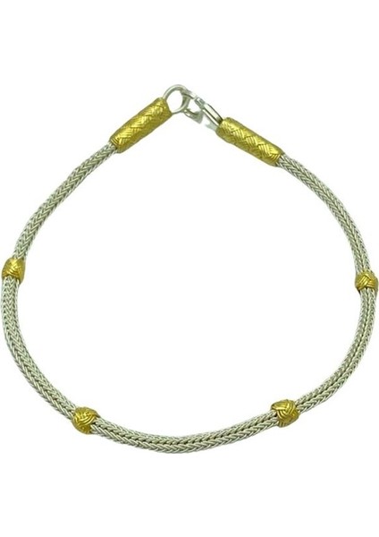 Kazaziye Gümüş Çift Renk Tasarım Bileklik