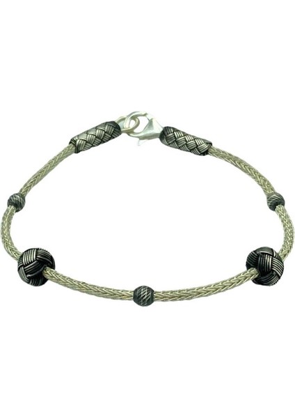 Kazaziye Gümüş Oksitli Top Bileklik