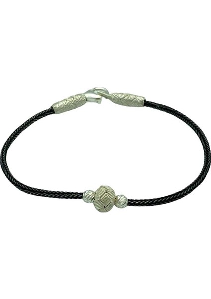 Kazaziye Gümüş Çift Renk Dorikalı Top Bileklik