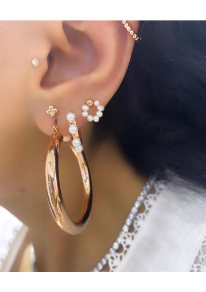 Kadın Gümüş Rose Halka Küpe indirimleri