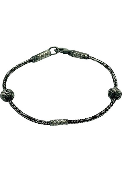 Kazaziye Gümüş Oksitli Bileklik