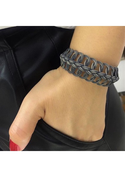 Kadın Oksitli Gümüş Kazaziye Bileklik