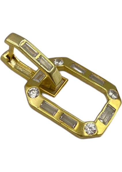 Kadın Gümüş Baget Taşlı Çengel Küpe modelleri