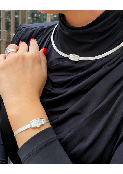 Kadın Gümüş Trabzon Hasır 3 Sıra Bileklik ve 3 Sıra Gerdanlık modelleri