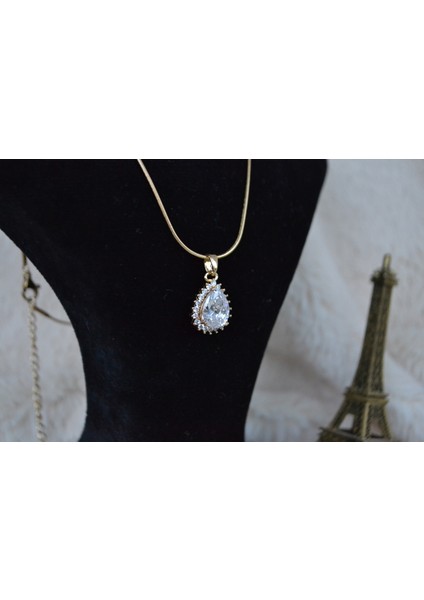 Damla Şekilli Çelik Kadın Kolye