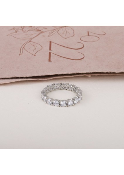 Kadın Gümüş Kare Taş Tamtur Yüzük