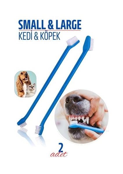 Köpek ve Kedi Diş Fırçası Küçük Büyük Uçlar 2 Adet