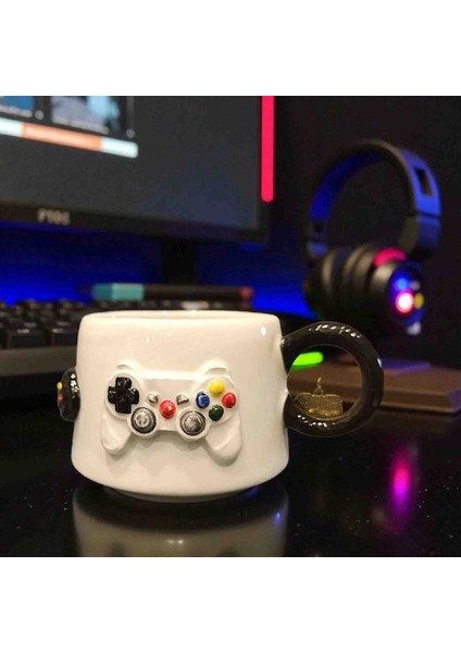 "SINIRLI SAYIDA" Bonita Bon Luxe 3D Kabartmalı Charm Hediyeli Gamer Oyun Konsolu Kupa Mug Bardak Hediye Paketi Yapılır modelleri