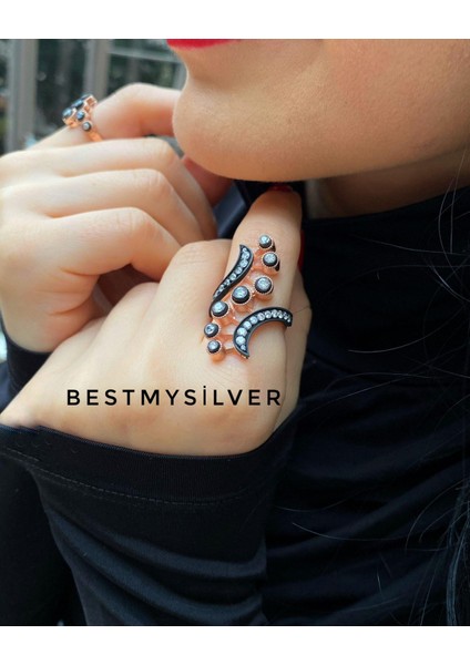 Kadın Gümüş Elmas Montür Yüzük fiyatları