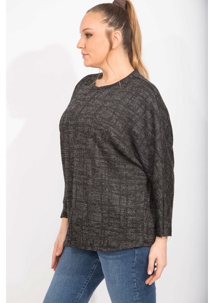 Kadın Antrasit Rahat Kesim Düşük Kollu Simli Tunik 65N35495 modelleri