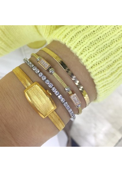 Kadın Gümüş Hasır 3 Sıra Bileklik modelleri