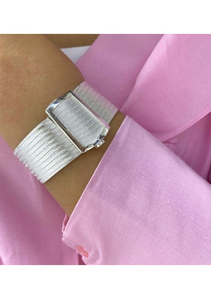 Kadın Gümüş Trabzon 11 Sıra Hasır Bileklik