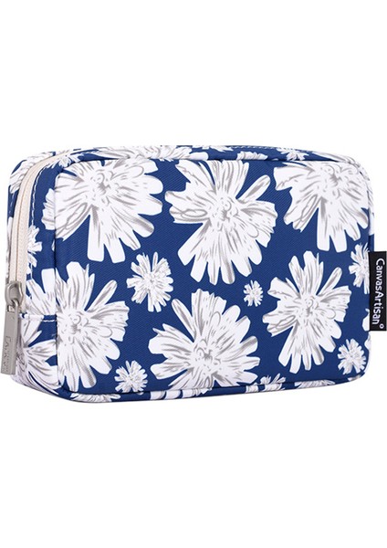 Canvasartısan H34-S11 Krizantem Desenli Polyester Fermuarlı Kulaklık Şarj Cihazı Fare Kılıfı Dijital Aksesuar Saklama Çantası (Yurt Dışından)
