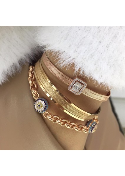 Kadın Gümüş Bagetli 3 Sıra Trabzon Hasır Bileklik