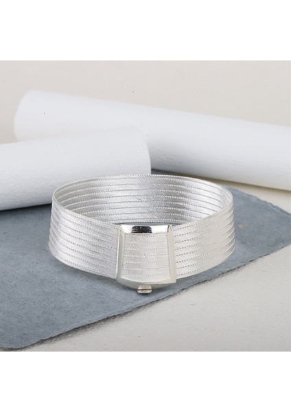 Kadın Gümüş Trabzon Hasır 9 Sıra Bileklik